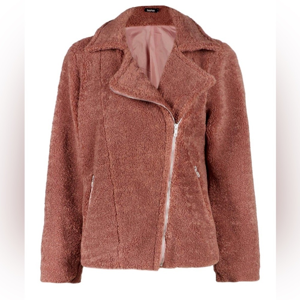 NWOT | BOOHOO PINK TEDDY MOTO JACKET​ REVOLVE ASOS